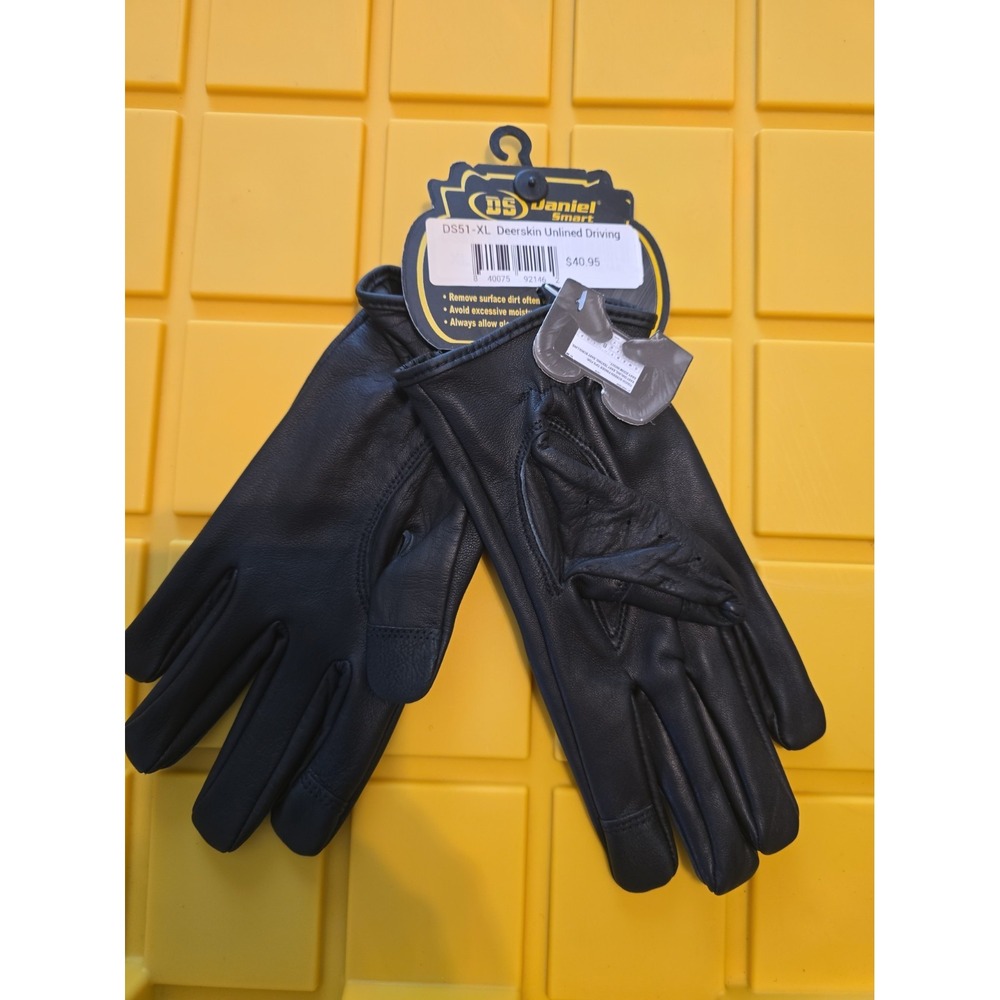 Daniel Smart DS51-XL black deerskin unlined driving gloves